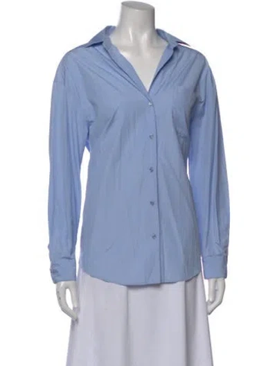 Pre-owned Weekend Max Mara Long Sleeve Button-up Top In Blue