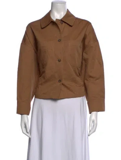 Pre-owned Weekend Max Mara Long Sleeve Button-up Top In Brown