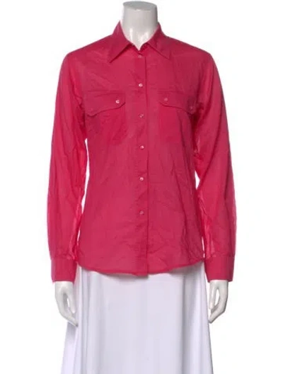Pre-owned Weekend Max Mara Long Sleeve Button-up Top In Pink