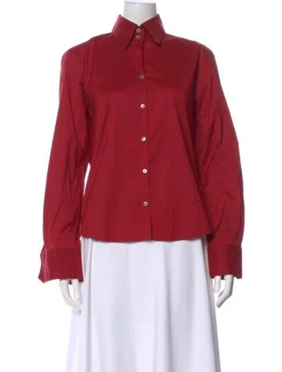 Pre-owned Weekend Max Mara Long Sleeve Button-up Top In Red