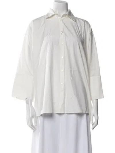 Pre-owned Weekend Max Mara Long Sleeve Button-up Top W/ Tags In White