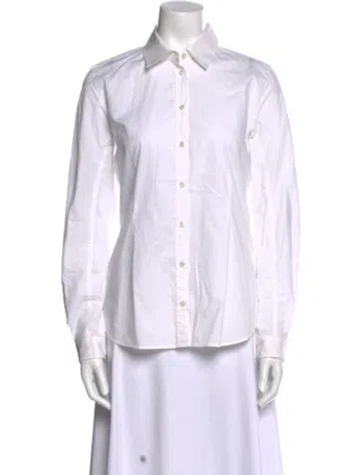 Pre-owned Weekend Max Mara Long Sleeve Button-up Top In White