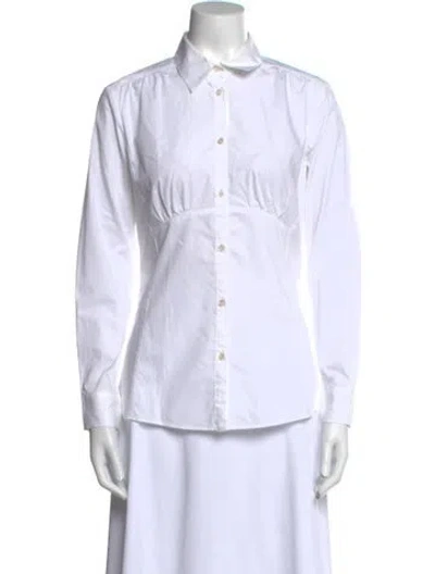 Pre-owned Weekend Max Mara Long Sleeve Button-up Top In White