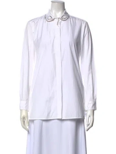 Pre-owned Weekend Max Mara Long Sleeve Button-up Top In White