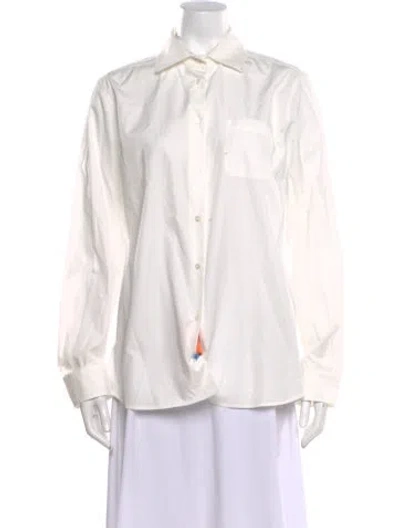 Pre-owned Weekend Max Mara Long Sleeve Button-up Top In White