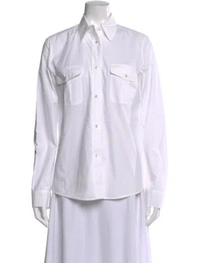 Pre-owned Weekend Max Mara Long Sleeve Button-up Top In White