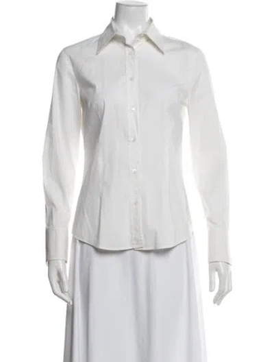 Pre-owned Weekend Max Mara Long Sleeve Button-up Top In White