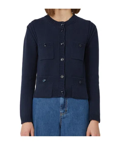 Weekend Max Mara Long Sleeve Cardigan In Blue