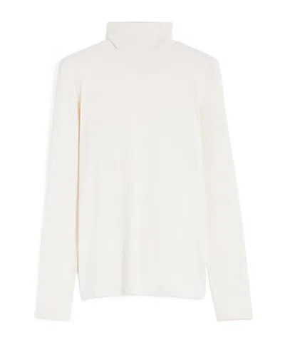 Weekend Max Mara Long Sleeve High Collar T   Shirt In White