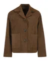 Weekend Max Mara Long Sleeve Leather Jacket In Brown