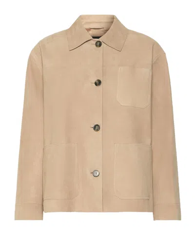 Weekend Max Mara Long Sleeve Leather Jacket In Neutral