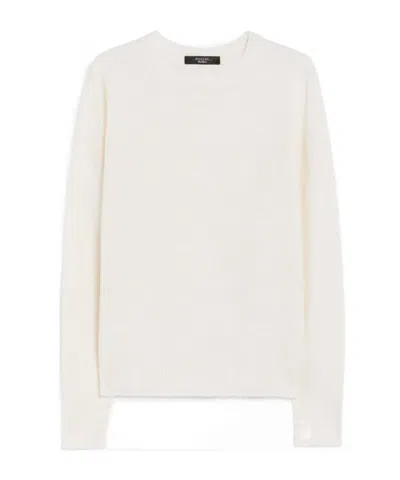 Weekend Max Mara Long Sleeve Linen Pullover In White