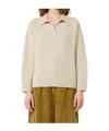 Weekend Max Mara Virgin Wool Open-collar Sweater In Brown