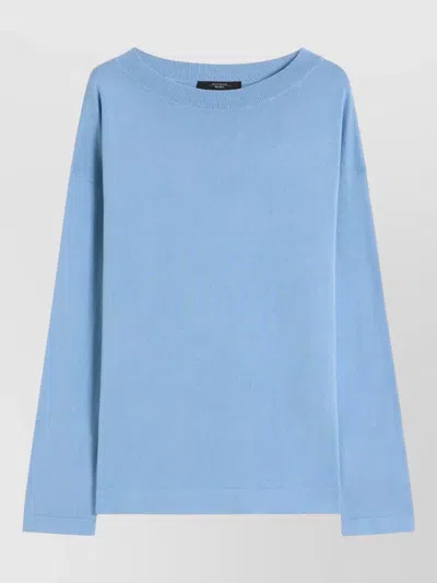 Weekend Max Mara Long Sleeve Relaxed Knitwear Round Neck In Blue
