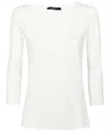 Weekend Max Mara Omens Multia Quarter-sleeve Cotton-jersey T-shirt White In White