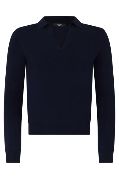 Weekend Max Mara Long Sleeve Top Made Of Viscose And Polyester Blend In Blue