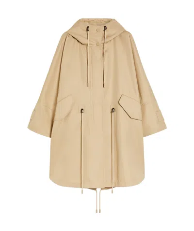 Weekend Max Mara Long-sleeved Cape Windbreaker In Beige