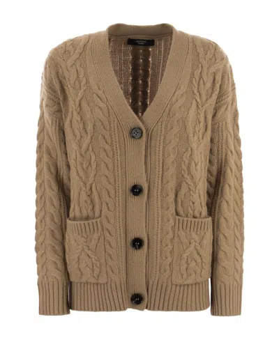 Weekend Max Mara Long-sleeved Cardigan In Brown