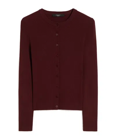 Weekend Max Mara Long-sleeved Cardigan In Burgundy