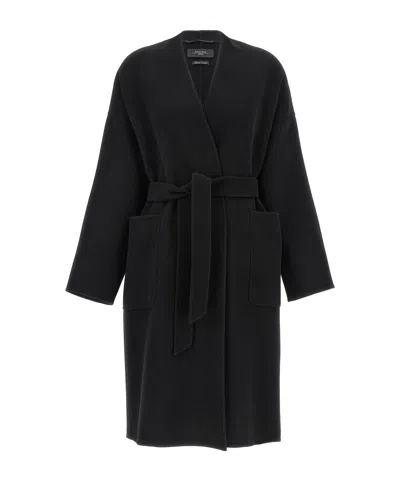 Weekend Max Mara Long-sleeved Coat In Black