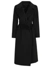 Weekend Max Mara Resina Double Breasted Wool Coat In Black