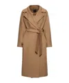 Weekend Max Mara Coat With Waist Belt And Front Pockets In Brown