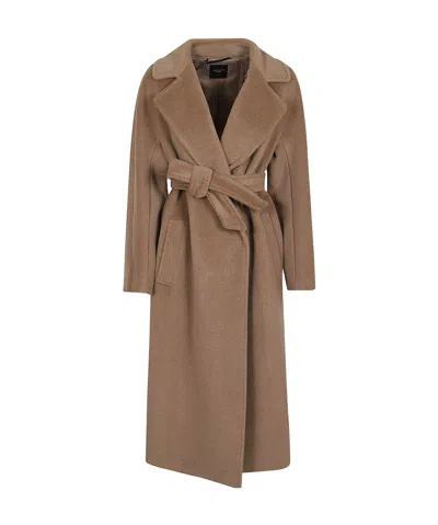 Weekend Max Mara Long-sleeved Coat In Brown