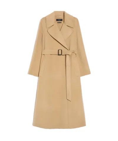 Weekend Max Mara Long-sleeved Coat In Nude