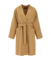 Weekend Max Mara Coat With Waist Belt And Front Pockets In Nude