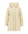 Weekend Max Mara Drawstring Hood Long Quilted Parka In Nude