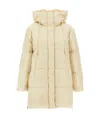 Weekend Max Mara Drawstring Hood Long Quilted Parka In Nude