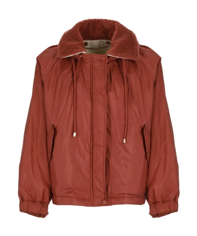 Weekend Max Mara Giacca A Vento Reversibile In Tela Antigoccia In Red