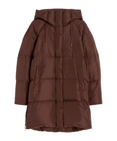 Weekend Max Mara Long-sleeved Cotton-padded Jacket In Brown