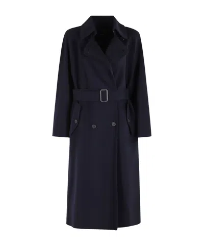 Weekend Max Mara Long-sleeved Double-breasted Coat In Black
