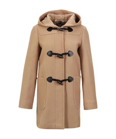 Weekend Max Mara Long-sleeved Hooded Coat In Brown