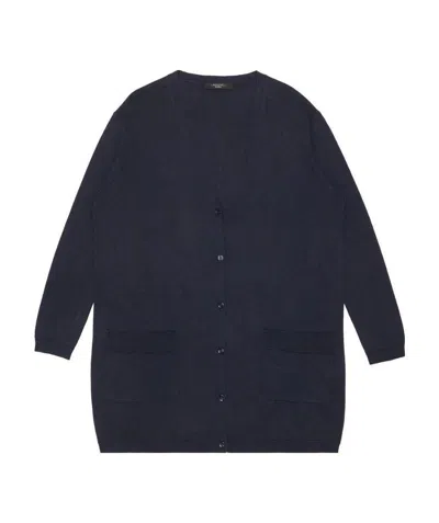 Weekend Max Mara Long-sleeved Knitted Cardigan In Blue