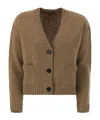 Weekend Max Mara Long-sleeved Knitted Cardigan In Brown