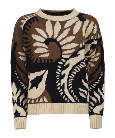 Weekend Max Mara Long-sleeved Knitted Shirt In Brown