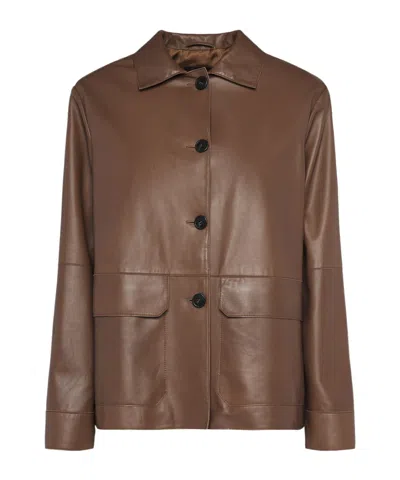 Weekend Max Mara Long-sleeved Leather Jacket
