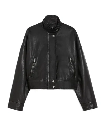 WEEKEND MAX MARA WASHED NAPPA-LEATHER BOMBER JACKET