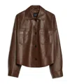 Weekend Max Mara Long-sleeved Leather Jacket In Brown
