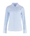 Weekend Max Mara Striped Motif Cotton Poplin Shirt In Blue