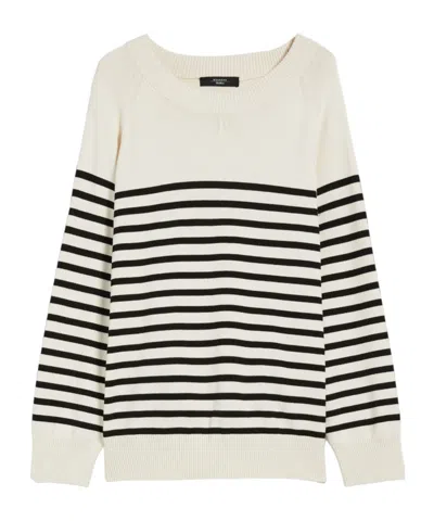 Weekend Max Mara Long-sleeved Striped Sweater In White