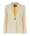 Weekend Max Mara Wool Lamine Blazer With Flap Pockets And Lapels In Nude