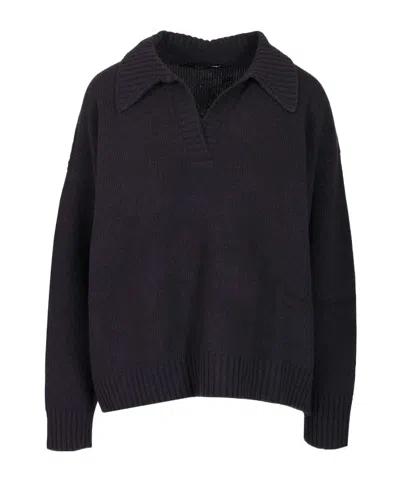 Weekend Max Mara Agre Polo Vest. Uomo Knitwear Blue In Black