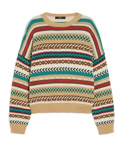 Weekend Max Mara Jacquard Geometric Sweater In Beige