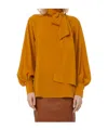 Weekend Max Mara Omens Ochre Guido High-neck Silk Blouse In Orange