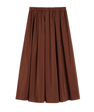 Weekend Max Mara Long Taffeta Skirt In Brown