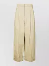 Weekend Max Mara Long Trousers With Pleats And Cuffs In Neutral