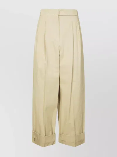 Weekend Max Mara Long Trousers With Pleats And Cuffs In Neutral